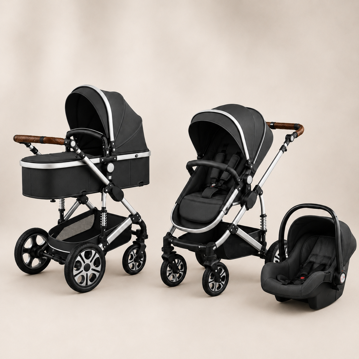 Luxe 3-in-1 Kinderwagen Donkergrijs